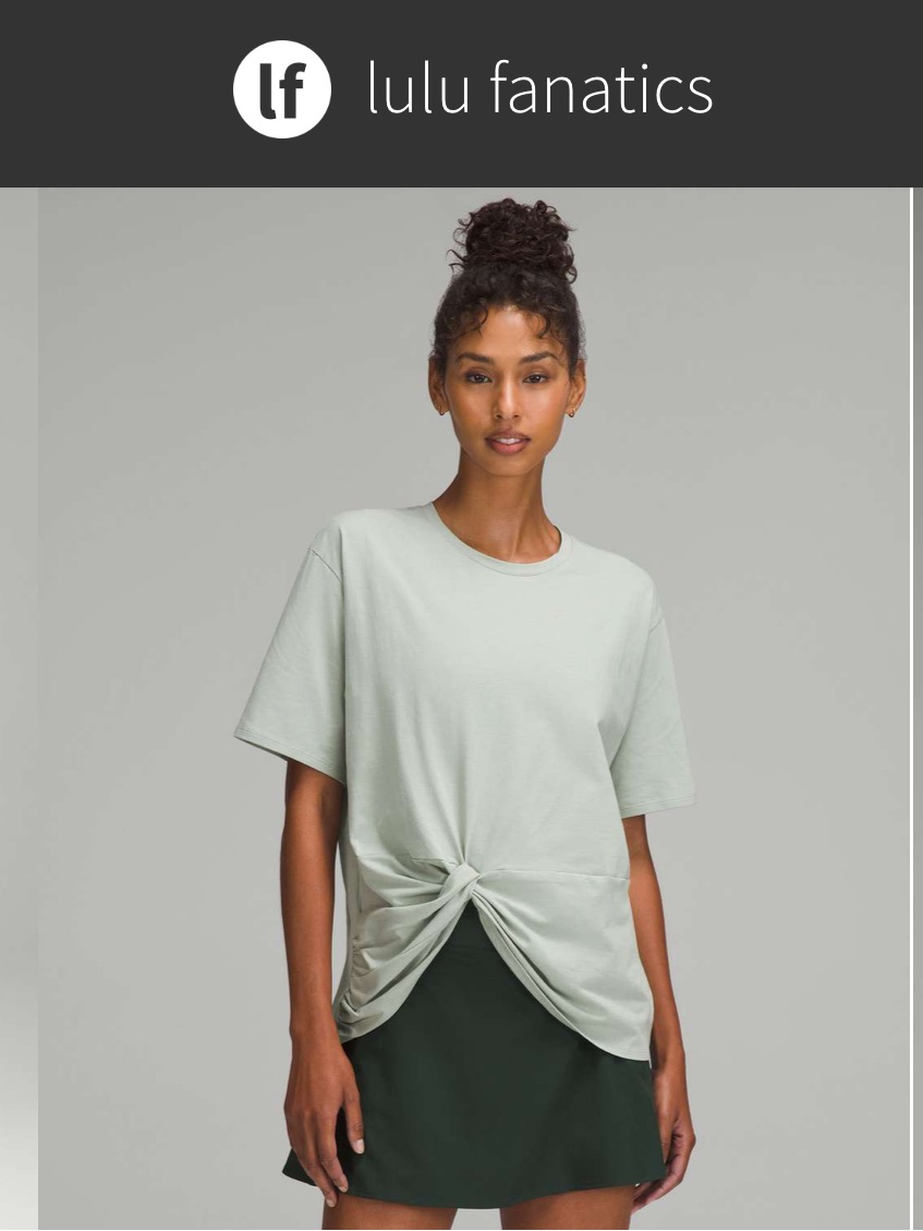 Lululemon Twist-Front Oversized T-Shirt Sz Small Jade Grey Green Relaxed Fit